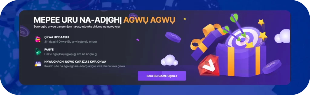 Ebe ị nwere ike ịhụ a dịgasị iche iche nke BC.Game bonuses